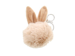 Key holder plush ball   ears beige
