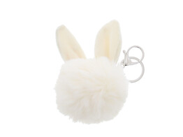 Key holder plush ball   ears ecru