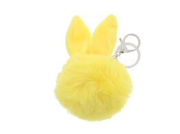 Key holder plush ball   ears yellow