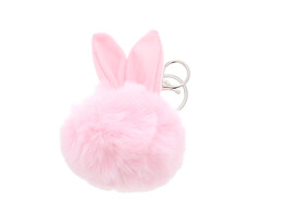 Key holder plush ball   ears light pink