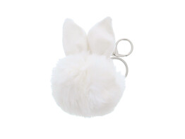 Key holder plush ball   ears white