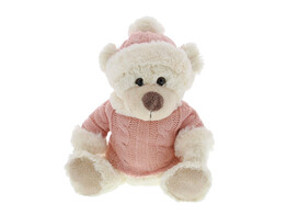 Bear  Teddy  with hat and sweater light pink medium