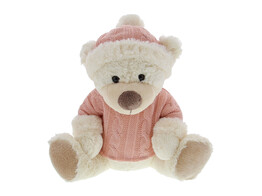 Bear  Teddy  with hat and sweater light pink LM
