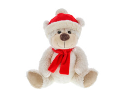 Beer  Teddy  met rode muts en sjaal 29 cm