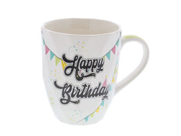  Happy birthday  avec guirlande de drapeaux tasse