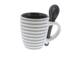 Lines mug with spoon SM grey