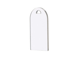 Plexi label half arc 4 5 x 2 5 cm with hole