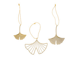 Feuille de ginkgo en metal pendentif S/3 or