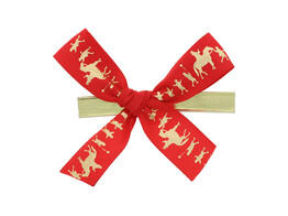 Satinschleife mit Clip  Sint parade  6x6cm  2 Schlaufen  15 mm  Farbe 65 rot