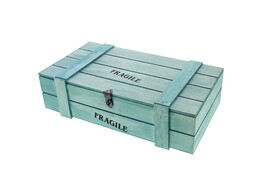  Fragile  kist 2 flessen cyaan