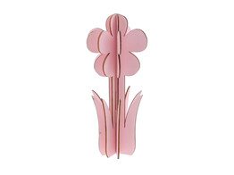 Houten bloem 3D licht roze