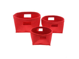 Panier en feutre rouge S/3