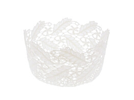 Lace panier  Plumes  rond medium blanc