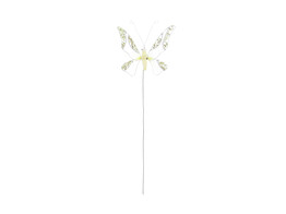Papillon perles sur tige jaune