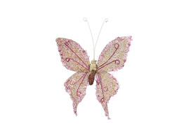 Papillon paillette 2 pince PM vieux rose