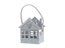 Maison en feutre panier avec anse gris - argent