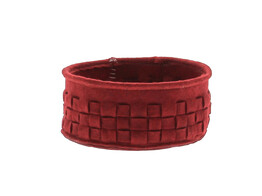  Loom  basket in felt diameter 15cm burgundy