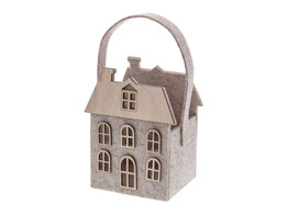 Vilten herenhuis mand met oor beige - hout afwerking