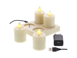 4er Set LED-Kerzen mit Ladestation