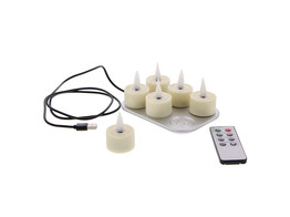 6er Set LED Teelichter mit Ladestation und Fernbedienung