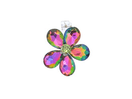Geslepen bloem op speld multi color