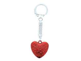 Hart metaal sleutelhanger rood