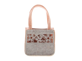 Cute  flower basket with 2 handles 15cm salmon-taupe