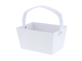 Rectangular basket with handle medium white