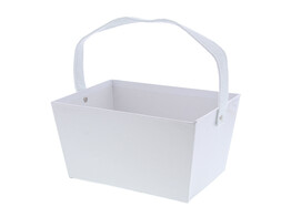 Rectangular basket with handle LM white