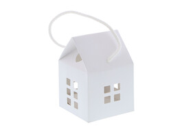Huis  Fibra  H   12 cm met koord wit