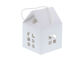 Huis  Fibra  H   14 5 cm met koord wit