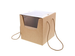 Prestige box with micca lid  Avana  210x210x210 mm with cord kraft