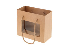 Shopper avec PLA fenetre  Avana  16 x 8 x 14 cm kraft