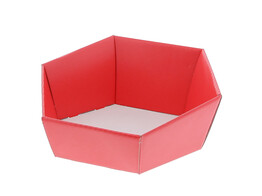Box hexagonal  Lino rosso  20 5 x 17 cm red