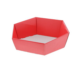 Box hexagonal  Lino rosso  29 x 23 cm red