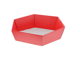 Box hexagonal  Lino rosso  38 x 30 cm red