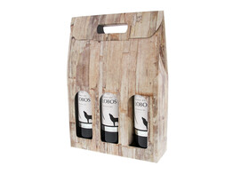 Box 3 bottles  Wood 