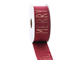 Band Samt Merry Christmas 40 mm x 5 m bordeaurot 28