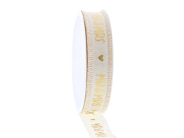 Band Mr   Mrs 25mm x 18m creme - gold farbe 021