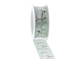 Ribbon cotton blossom 40mmx15m green colour 592
