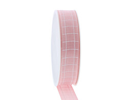 Ruban Squares 25mm x 18m rose couleur 21