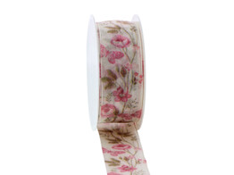Lint Paradise 40mm x 15m wit - roze kleur 225