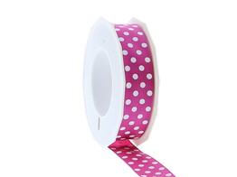 Ribbon polka dots 25mmx20m fuchsia