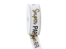 Band mit Drahtkante one line  Super Papa  25mmx20m gold Farbe 140