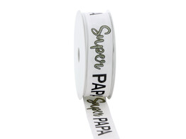 Band mit Drahtkante one line car  Super Papa  25mmx20m Farbe grun 140