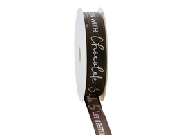Band mit Drahtkante  Lines  Life is better... 15mmx20m dunkelbraun 840