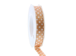 Satin ribbon  Dots  15mmx20m beige