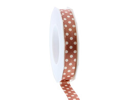 Satin ribbon  Dots  15mmx20m brown