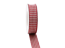 Ribbon Vichy metallic 25 mm x 20 m red colour 609