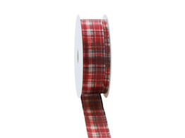 Ruban laitonne  Carreau  25mmx20m couleur 121 rouge